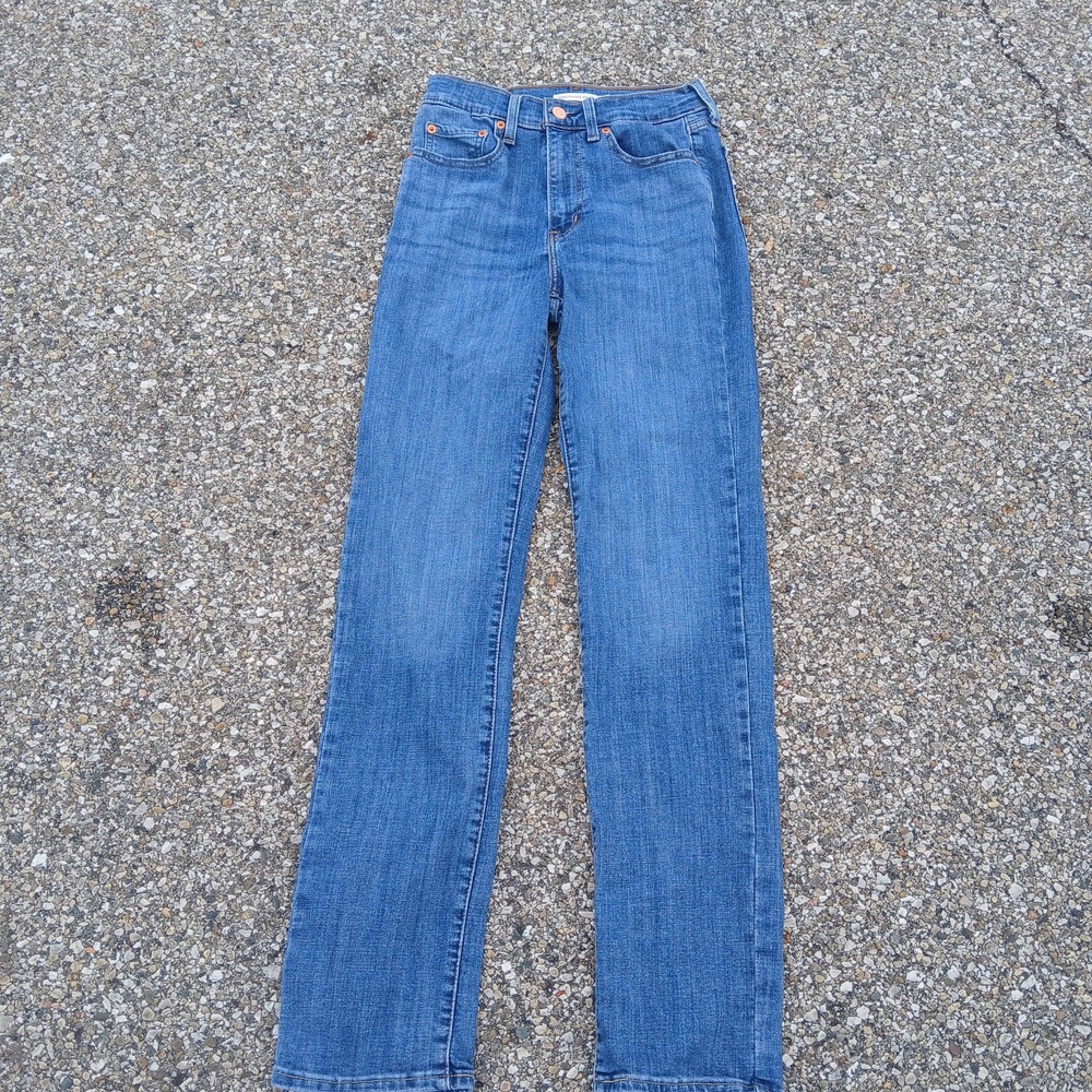 Levis 724 High Rise Straight Jeans Womens 27x32 Blue Medium Wash Denim Pants